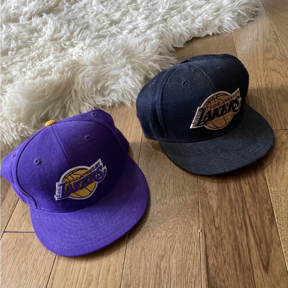 Mitchell & Ness Purple NBA Los Angeles Lakers Denim Snapback - Lot Of 2